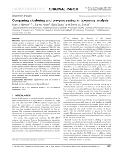 Comparing clustering and pre-processing in taxonomy analysis