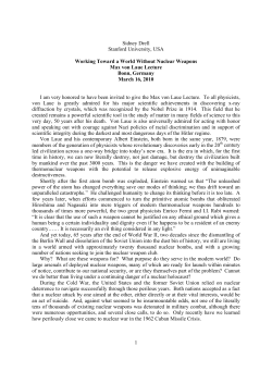 1 Sidney Drell Stanford University, USA Working Toward a World