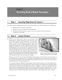 Lesson 1 The Exciting World of Medical Transcription