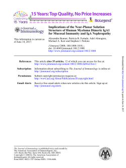 for Mucosal Immunity and IgA Nephropathy Structure of Human