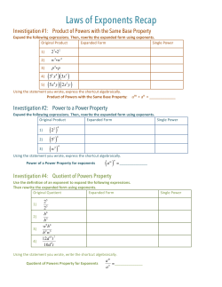 Laws of Exponents Recap