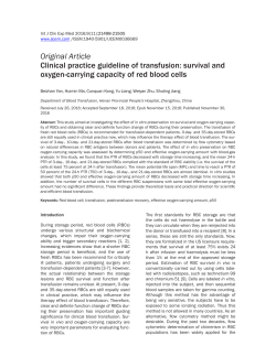 Clinical practice guideline of transfusion: survival and oxygen