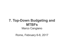 7. Top Down Budgeting and MTBFs
