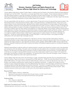 Job Posting Director, Quantum Physics and Optics Research Lab