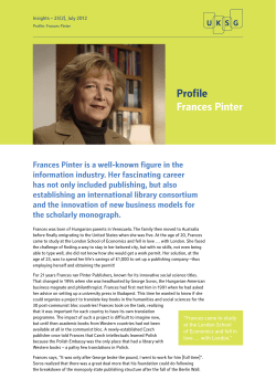 Profile Frances Pinter Frances Pinter is a well