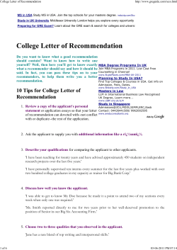 College Letter of Recommendation