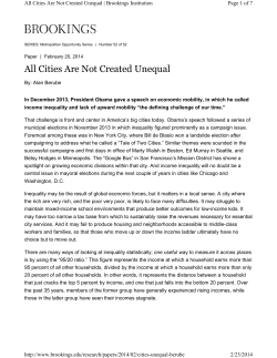 All Cities Are Not Created Unequal