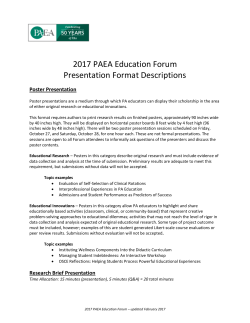 2017 PAEA Education Forum Presentation Format Descriptions