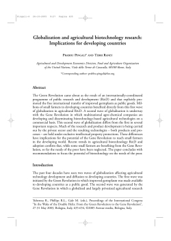 Globalization and agricultural biotechnology research: Implications