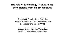 The role of technology in eLearning -conclusions from