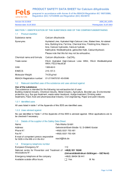 Safety data sheet Lime hydrate / Calcium hydroxide - Fels