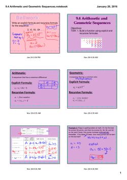 9.4 Arithmetic and Geometric Sequences.notebook