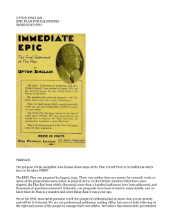 UPTON SINCLAIR EPIC PLAN FOR CALIFORNIA IMMEDIATE EPIC