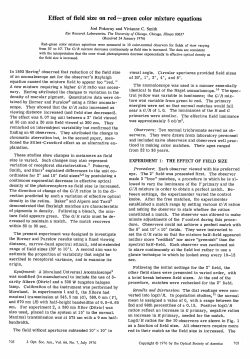 Effect of field size on red - green color mixture