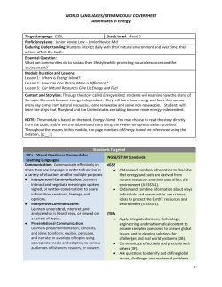 WORLD LANGUAGES/STEM MODULE COVERSHEET Adventures