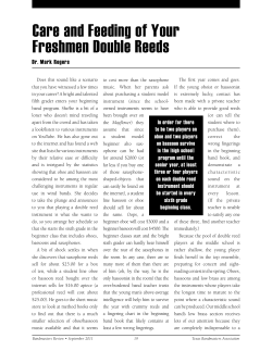 Care and Feeding of Your Freshman Double Reeds