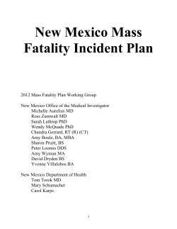 Mass Fatality Incident Plan - NM OMI