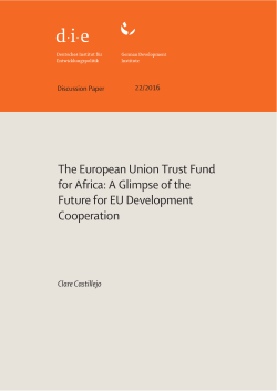 The European Union Trust Fund for Africa: A Glimpse of the Future
