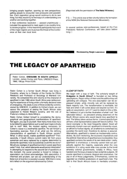 THE LEGACY OF APARTHEID - South African History Online