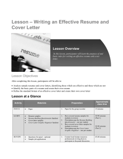 Lesson &ndash; Writing an Effective Resume and Cover Letter