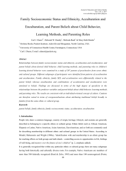 Family Socioeconomic Status and Ethnicity, Acculturation and