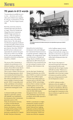 70 years in 613 words - Trinidad and Tobago Electricity Commission
