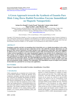 A Green Approach towards the Synthesis of Enantio Pure