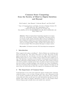 Common Sense Computing: from the Society of Mind to Digital