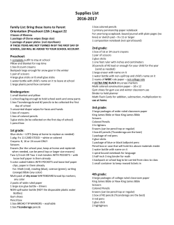 Supplies List 2016-2017 - Skeels Christian School