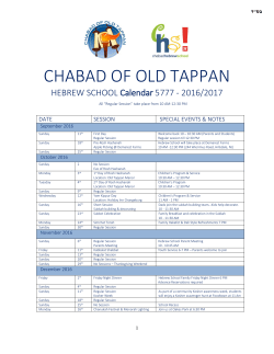 2016-17 Calendar - Chabad of Old Tappan