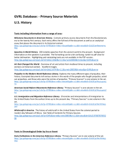 GVRL Database: - Primary Source Materials U.S. History