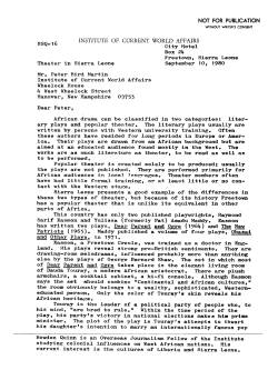 Theater in Sierra Leone - Institute of Current World Affairs