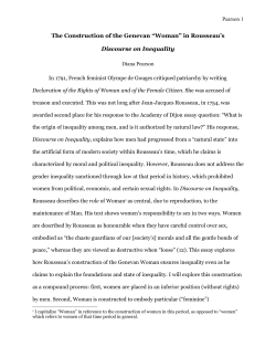 The Construction of the Genevan “Woman” in Rousseau`s Discourse