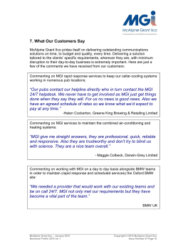 7. What Our Customers Say &ldquo;MGI give me straight answers, they are