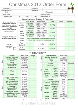 Christmas 2012 Order Form