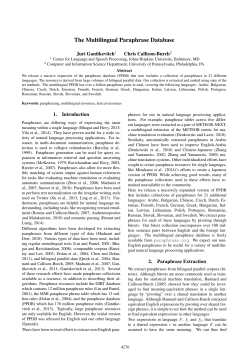 The Multilingual Paraphrase Database