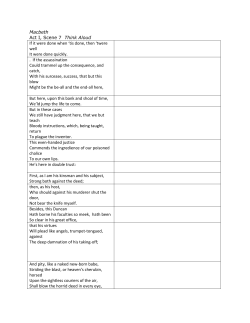 Macbeth Act I, Scene 7 Think Aloud If it were done when `tis done