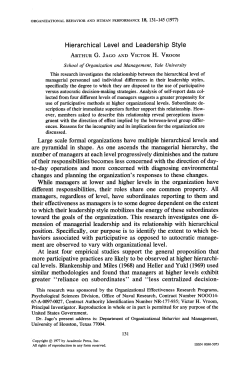 Hierarchical Level and Leadership Style