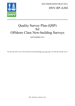 DNV-RP-A204: Quality Survey Plan (QSP) for Offshore Class New