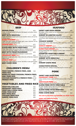 Lunch menu - China Restaurant