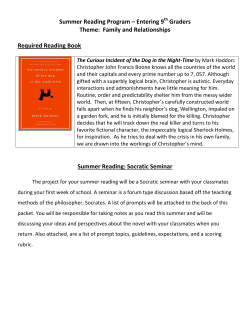 Summer Reading Program &ndash; Entering 9 Graders Theme: Family and