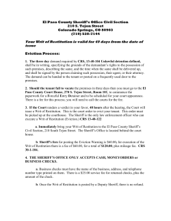 The Eviction Process - El Paso County Sheriff`s Office