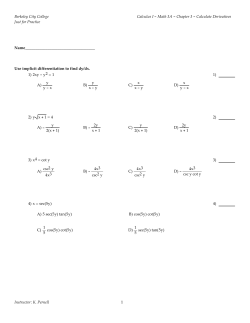 Berkeley City College Calculus I - Math 3A - Chapter 3