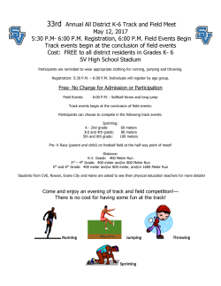 33rd Annual All District K-6 Track and Field Meet May 12, 2017 5:30