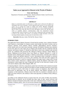 Satire as an Approach to Educate in the Words of Moulavi