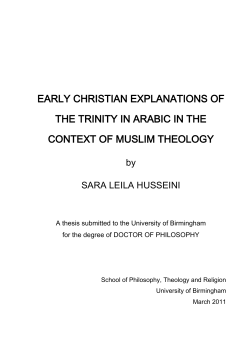 early christian explanations of the trinity in arabic in the context of
