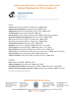 Summer Reading List 2015, Grades 6&ndash;8