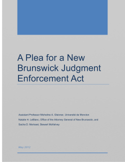 A Plea for a New Brunswick Judgment Enforcement Act