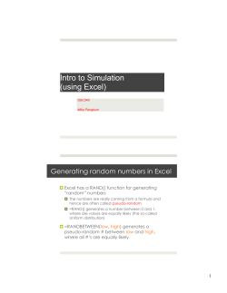Intro to Simulation (using Excel)