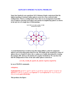 kepler`s sphere packing problem
